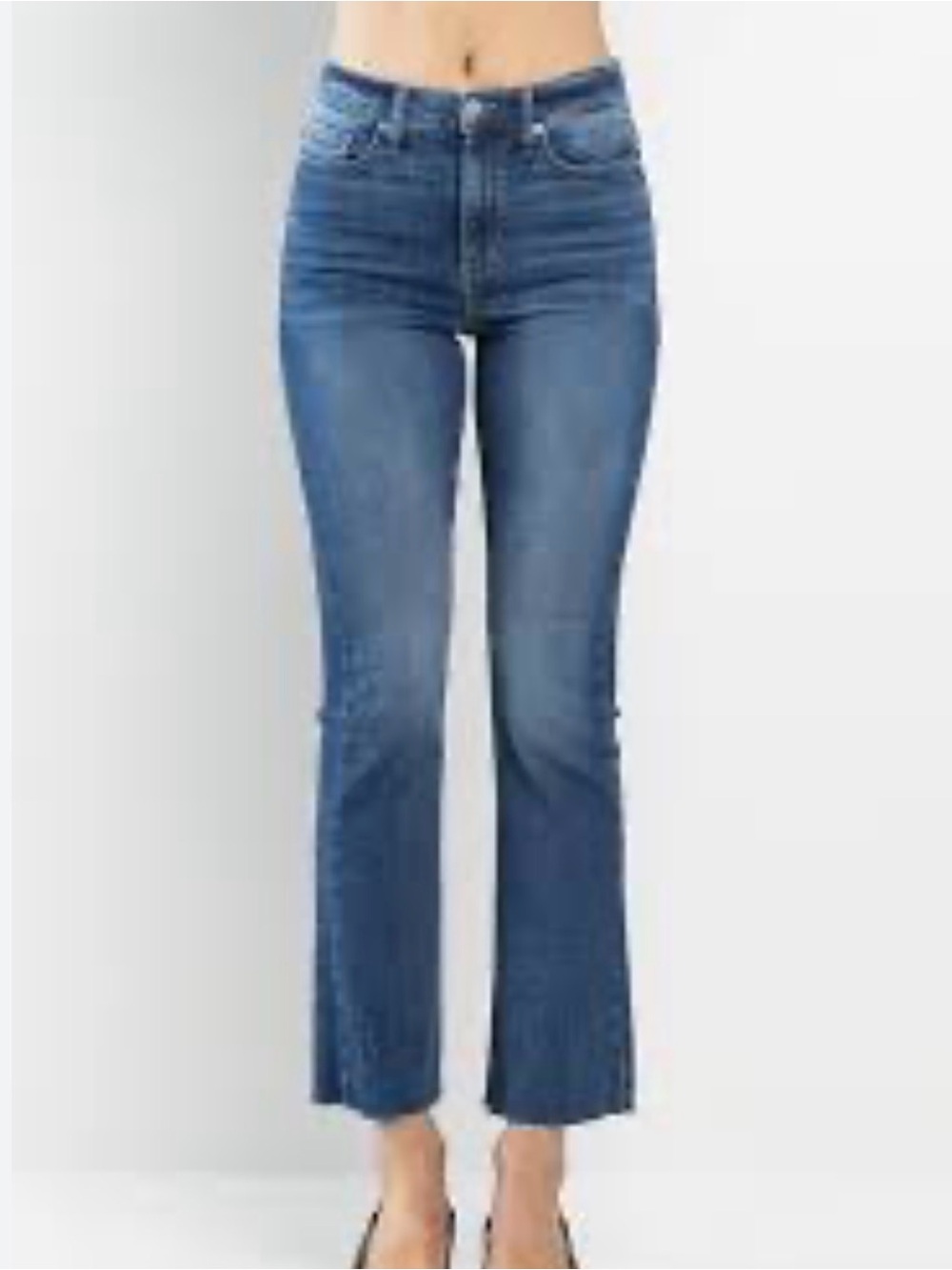 Sneak Peek High-Rise Cropped Flare Jeans - Blue Wash